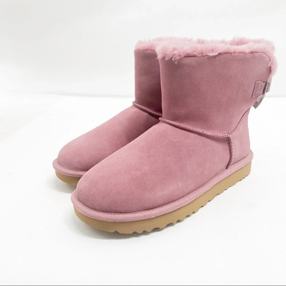 UGG Mini Bailey Bow Splatter Boots Color Urchin - Picture 5 of 15